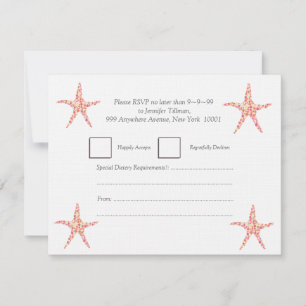 RSVP Honeysuckle Peach Starfish Beach Invite