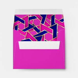 RSVP Hot Pink Navy Blue Star of David Gold Envelope