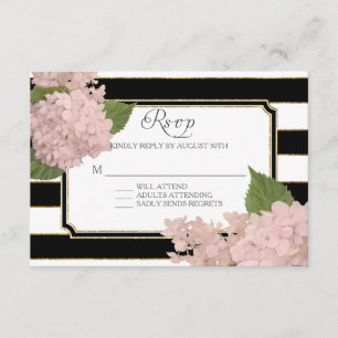 RSVP Hydrangea Modern Elegant Black White Stripe Card