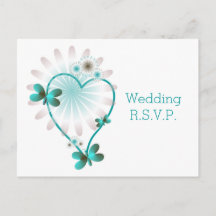 RSVP Insert Postcard Mint Butterfly Heart
