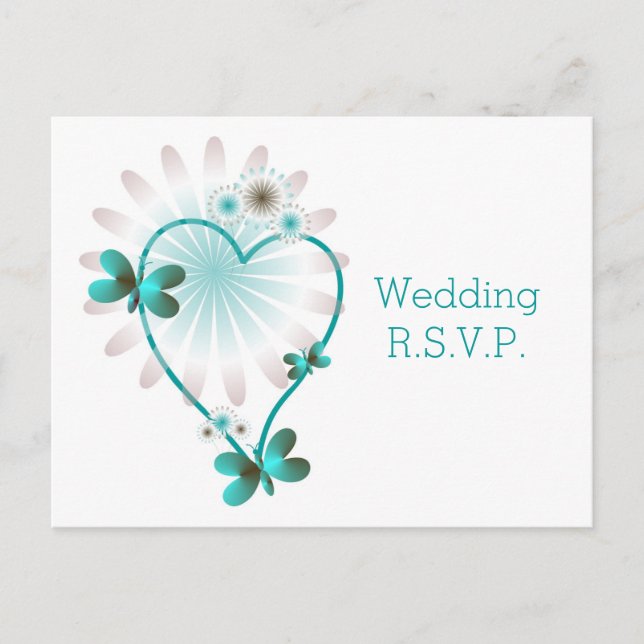 RSVP Insert Postcard Mint Butterfly Heart (Front)