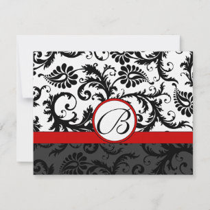 RSVP Insertion réponse Noir Damas Rouge Triage