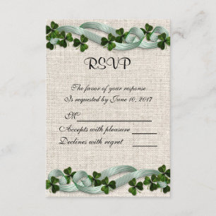 RSVP Irish linen and shamrocks Card
