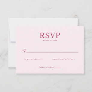 RSVP Joyfully Accepts Pink Minimalist Card