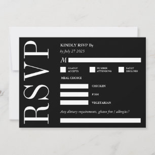 RSVP Kindly Reply Black & White Bold Monogram Invitation