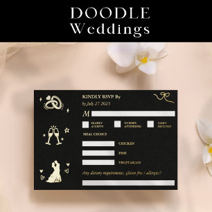 RSVP Kindly Reply Foil Doodle Respond Enclosure