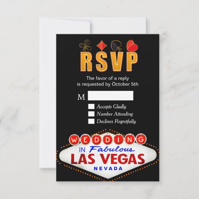 RSVP Las Vegas Signer Mariage Neon Lumière Carte d (Devant)