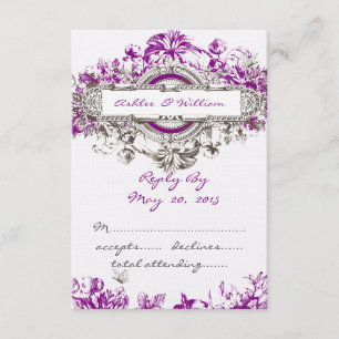 RSVP l'épousant floral vintage lilas pourpre
