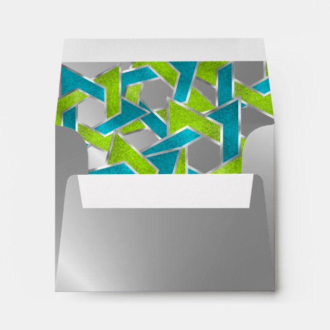 RSVP Lime Turquoise Star of David Silver Envelopes (Back (Bottom))
