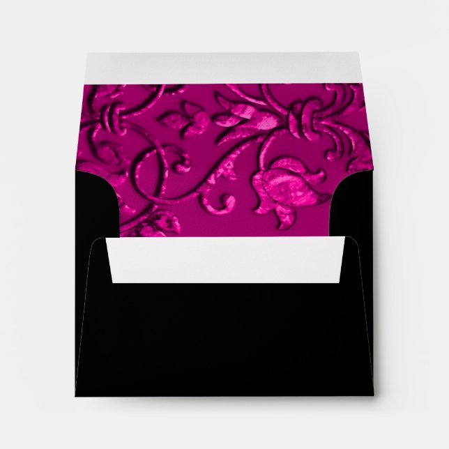 RSVP Magenta Pink Damask with Any Colour Envelopes (Back (Bottom))