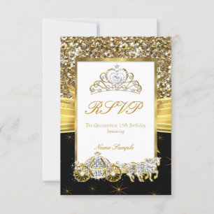 RSVP Magical Quinceañera Carrosse Cheval Noir Or