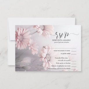 RSVP Margarita rosa elegante 2 Card