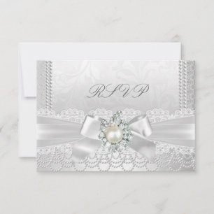 RSVP Mariage Blanc Perle Lace Damassé Diamant