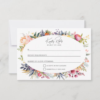 RSVP mariage bohème glamour - pivoines aquarelle