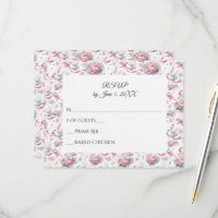 RSVP Mariage Colombes avec des Pivoines Roses et d