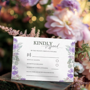 RSVP Mariage d'aquarelle florale pourpre