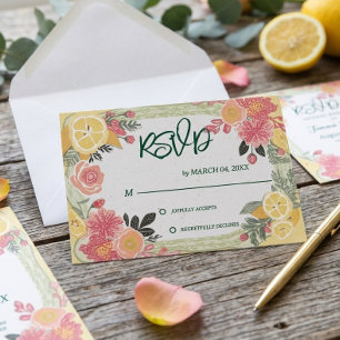 RSVP mariage d'été au citron floral