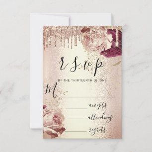 RSVP Mariage Marsala Florals Rose Bourgogne