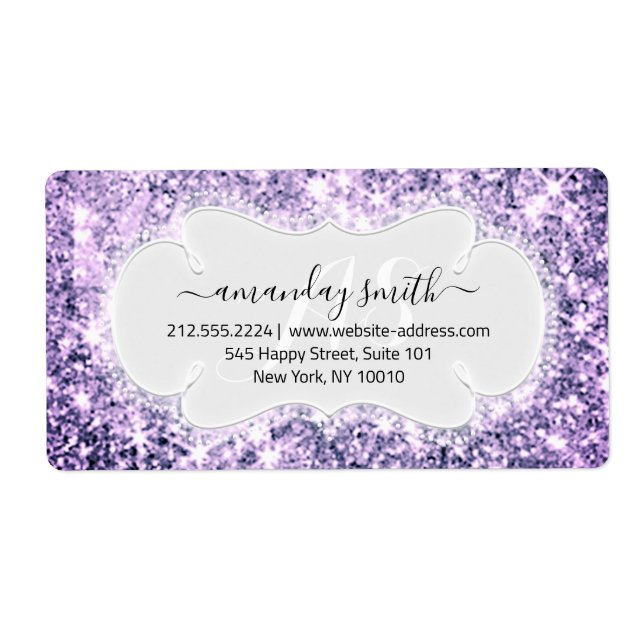 RSVP Mariage Monogramme Parties scintillant violet (Devant)