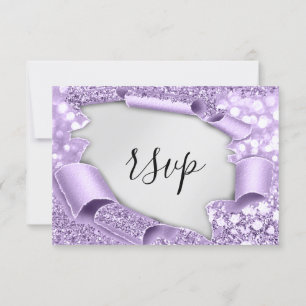 RSVP Mariage Paillettes Bride Violet Argent Élégan