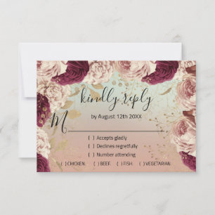 RSVP Mariage Paillettes Couronne Rose Gold Bleu