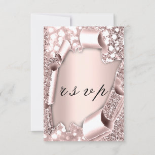 RSVP Mariage Parties scintillant cadre 3D Rose Blu