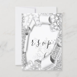 RSVP Mariage Parties scintillant cadre Floral Silv