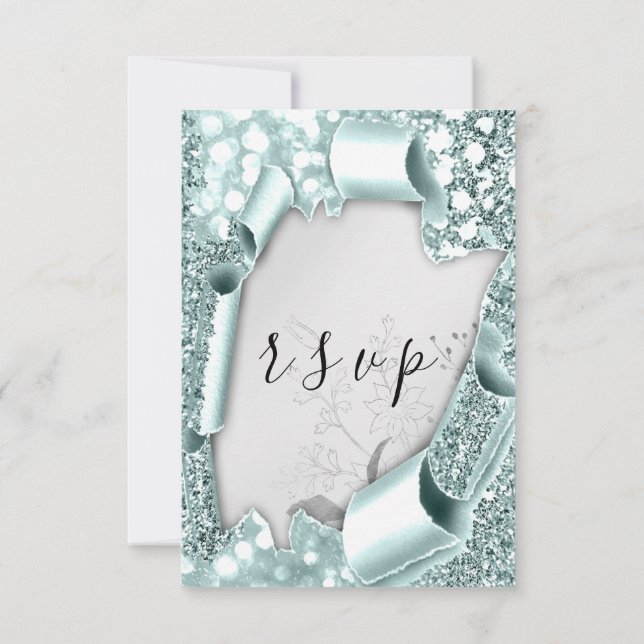RSVP Mariage Parties scintillant Florals Silver Aq (Dos)