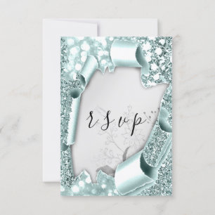 RSVP Mariage Parties scintillant Florals Silver Aq