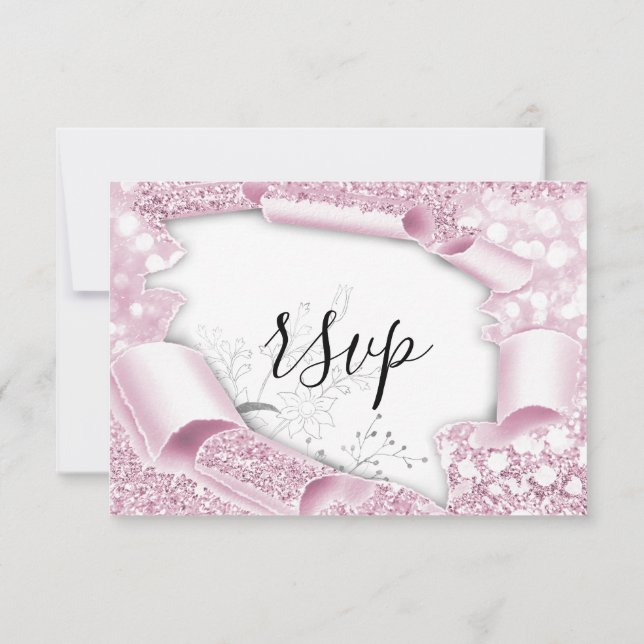 RSVP Mariage Parties scintillant nuptiale rose bla (Dos)