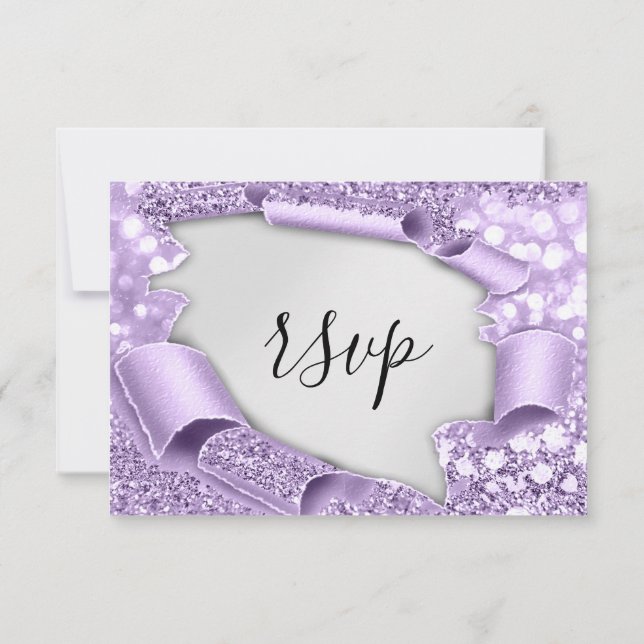 RSVP Mariage Parties scintillant nuptiale violet a (Dos)