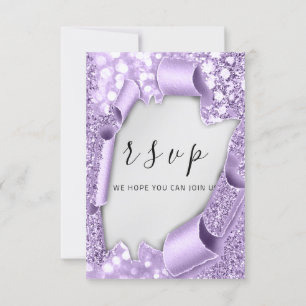 RSVP Mariage Silver Grey Papier Violet Violet Viol