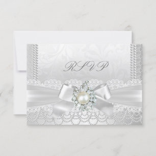 RSVP Mariage White Pearl Lace Damask Diamond