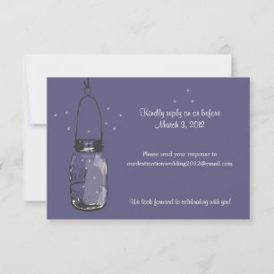 RSVP Mason Jar & Fireflies Wedding Card