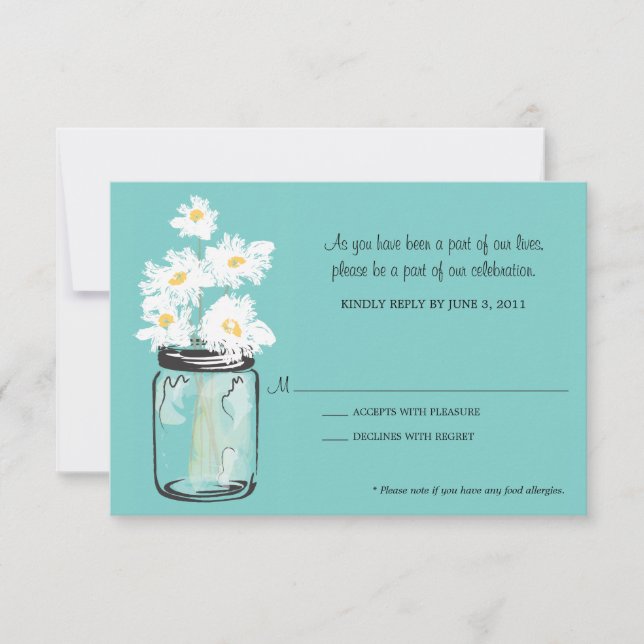 RSVP - Mason Jar rempli de marguerites blanches (Devant)