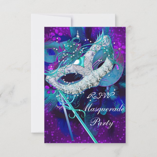 RSVP Masquerade Ball Party Turquoise bleu violet m (Devant)