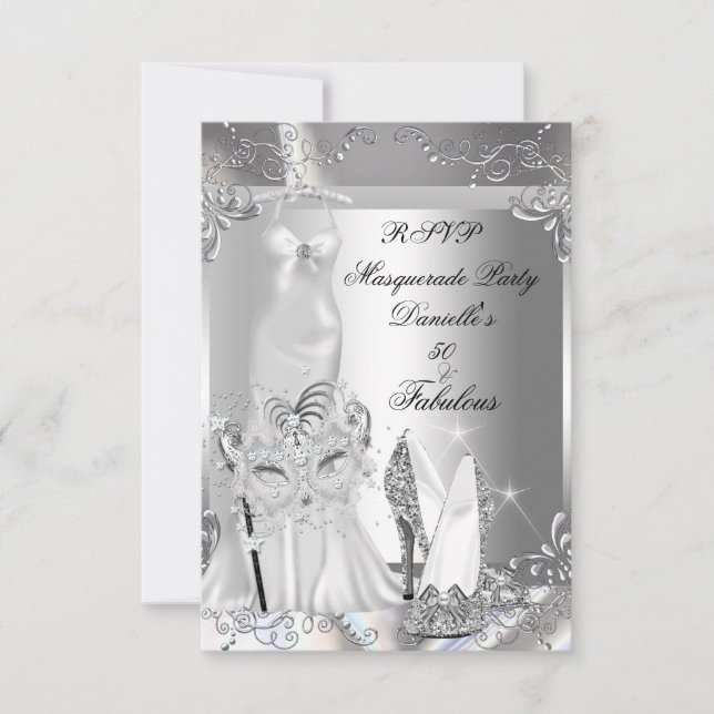 RSVP Masquerade Party Fabuleux 50 Argent (Devant)
