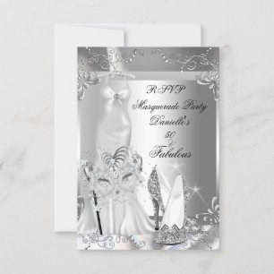 RSVP Masquerade Party Fabuleux 50 Argent