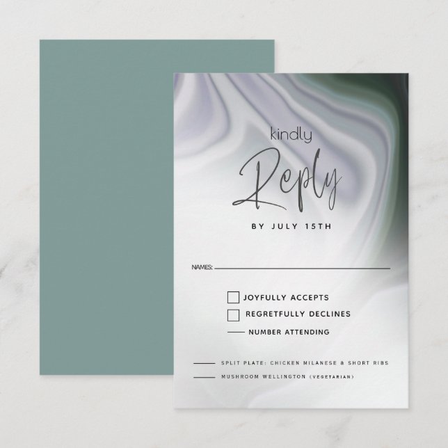 RSVP MEAL CHOICE | Dusty Jade and Violet Abstract  (Front/Back)