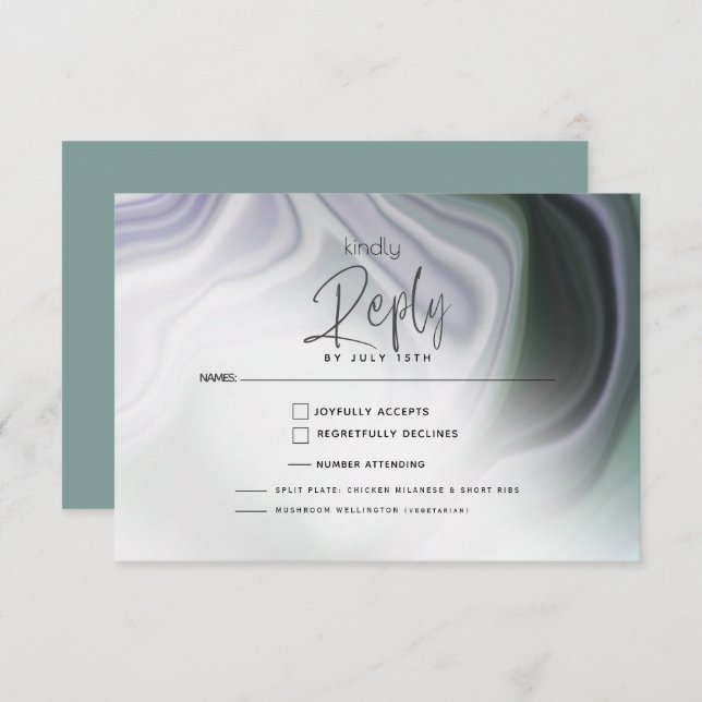 RSVP MEAL CHOICE | Dusty Jade and Violet Abstract  (Front/Back)