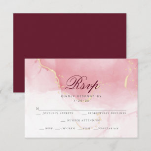 RSVP Meal Choice Pink Maroon Watercolor Wash