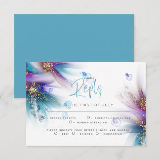 RSVP MEAL CHOICE | Teal Purple Abstract Floral