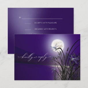 RSVP Menu Amethyst Full Moon Dragonfly Pond Invitation