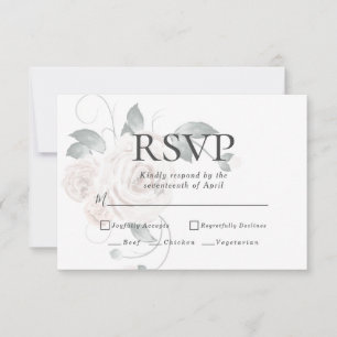 RSVP Menu Choices Watercolor Dusty Blush Roses