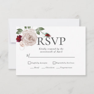 RSVP Menu Choices Watercolor Dusty Blush Roses
