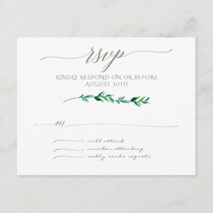 RSVP Minimalist Modern Leaf Leaves Art Typography Card
