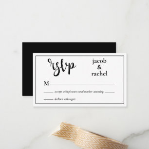 RSVP Modern Black and White Wedding Card