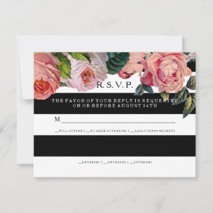 RSVP MODERN Chic Wide Stripes avec Roses Vintages