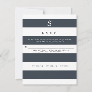 RSVP MODERN Chic Wide Stripes Monogrammed Card