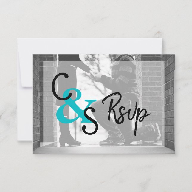 RSVP  Modern Day Love 2 - Turquoise Card (Front)
